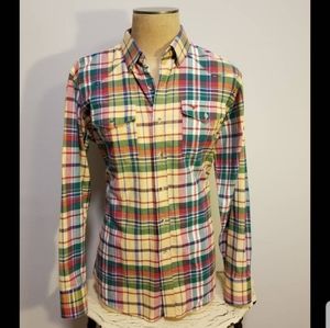 LONGHORN WESTERN DRESS SHIRT COWBOY COUNTRY FARMER PLAID PREPPY FALL RANCH WEAR